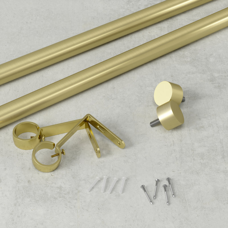 Gold Adjustable Metal Curtain Rod with Matching Finials
