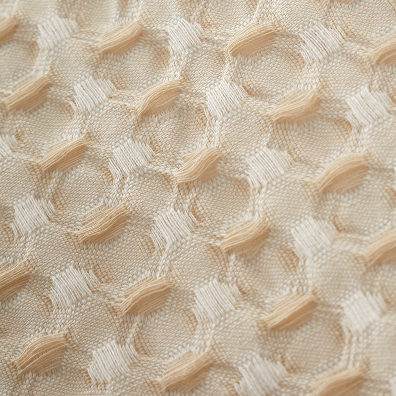 Muscat Waffle Duvet Cover Set Polyester Solid Colour Duvet Cover Set with Pillowcases, Beige