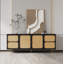 Buffet en rotin, armoire de rangement et console avec tablettes réglables