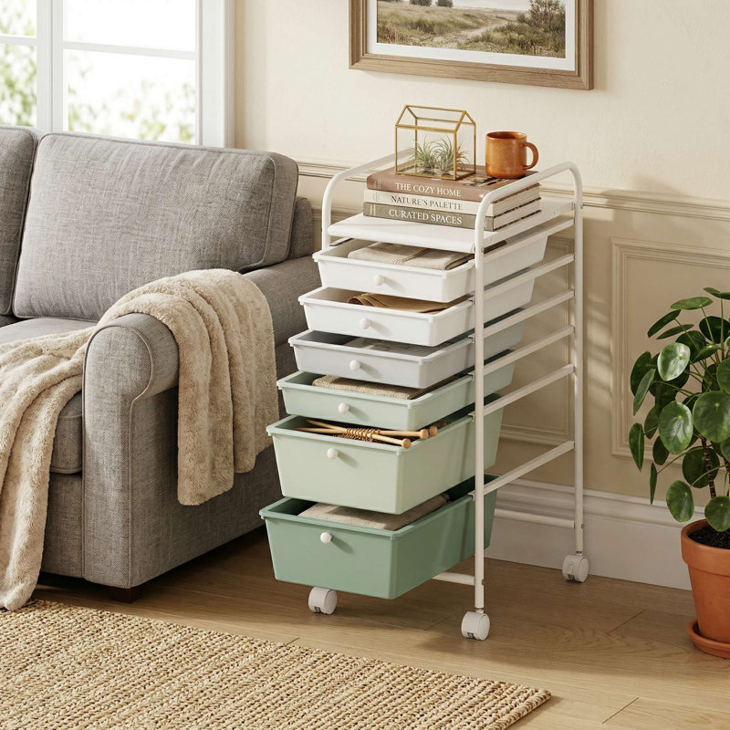 Heavy-Duty 6-Drawer Mobile Rolling Utility Storage Organizer Trolley With Lockable Universal Wheels & Smooth Pull-Out Drawers, Multi-Scenario Storage Cart For Craft Room Home Office