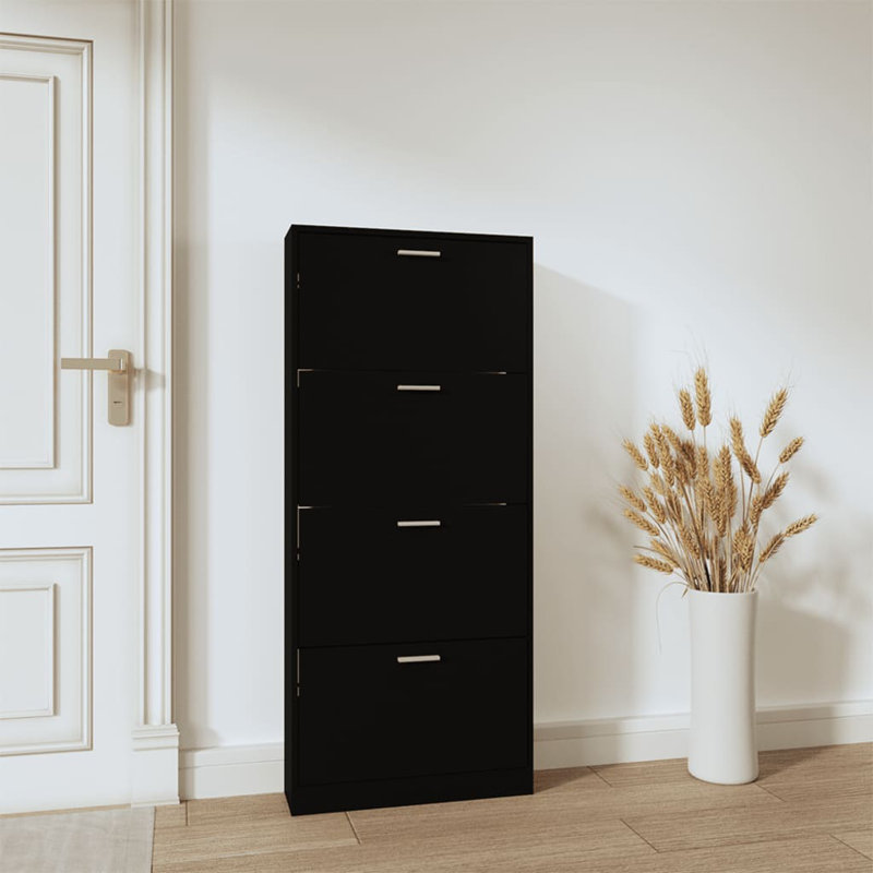 12 Pair Flip Down Shoe Storage, Black
