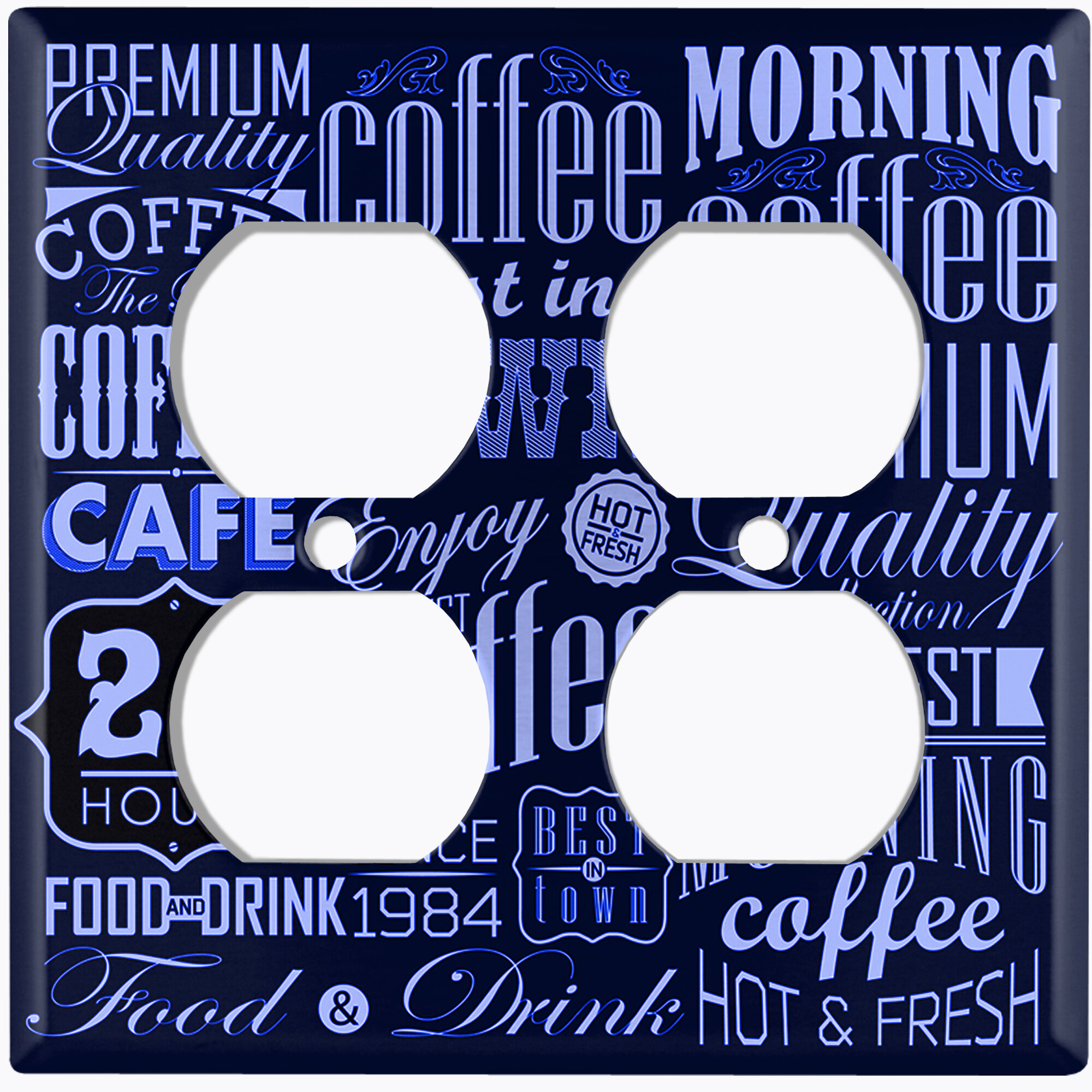 WorldAcc Metal Light Switch Plate Outlet Cover (Coffee Diner Sign Dark Blue  White - Double Duplex) - Wayfair Canada