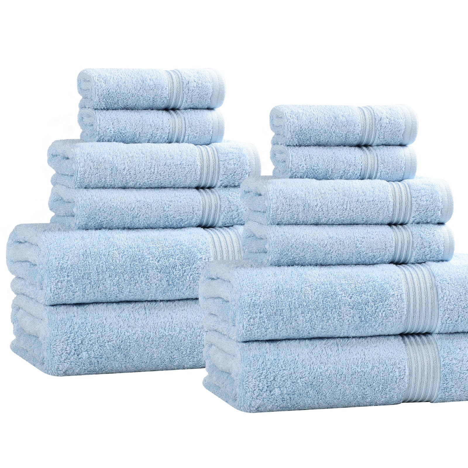 Guadlupe 12-Piece Egyptian Cotton Towel Set, Light Blue