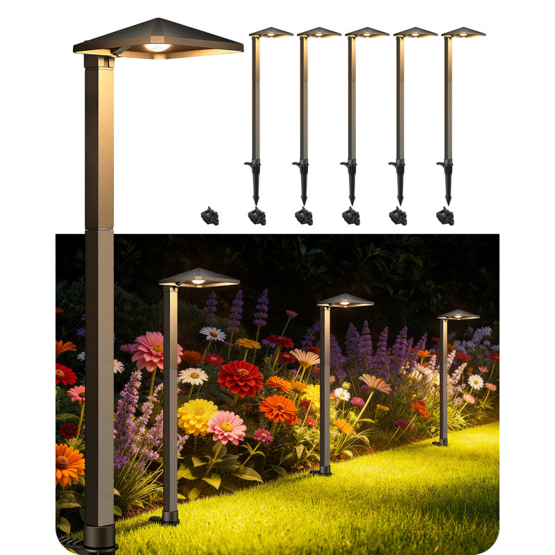 21.2" Modern Outdoor Path Lights, Brown Low Voltage Landscape Lighting with Integrated LED