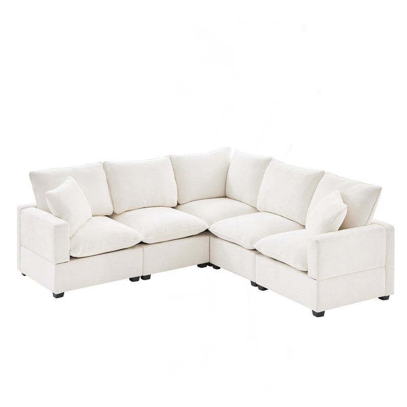 Canapé modulaire en forme de L 86 * 86 ", Chenille blanche