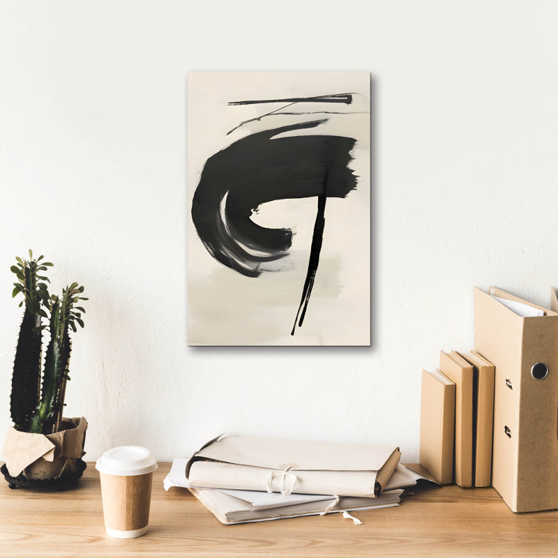 "Black & Neutral Abstract 7" par Petals Prints Design, H 18 po x l 12 po x P 0,75 po