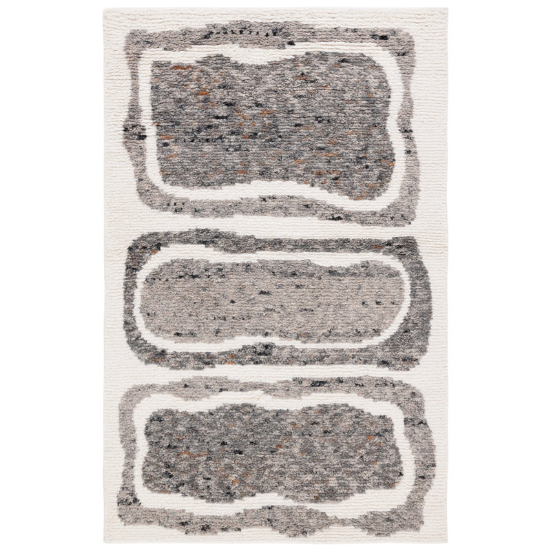 Tapis ivoire / gris foncé Antonnia, Rectangle 3 pi x 5 pi