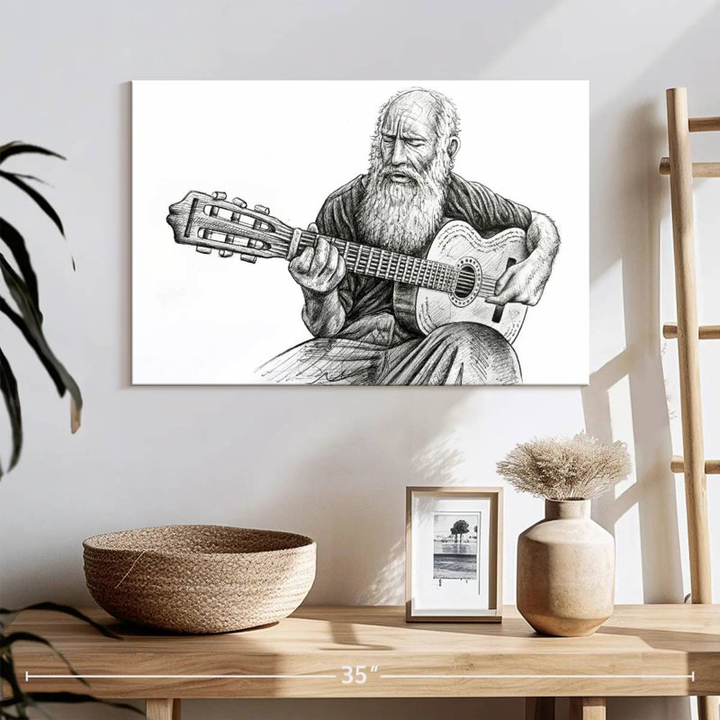 Abarca Old Man Playing, 16" H x 24" W