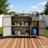 47.5" Wicker Outdoor Storage Cabinet With Tempered Glass Desktop, Weather-Proof Rattan Bar Table With Three Doors, Adjustable Shelf, And One Drawer, For Outdoor Cushions, Pool Toys , Grey-125119632