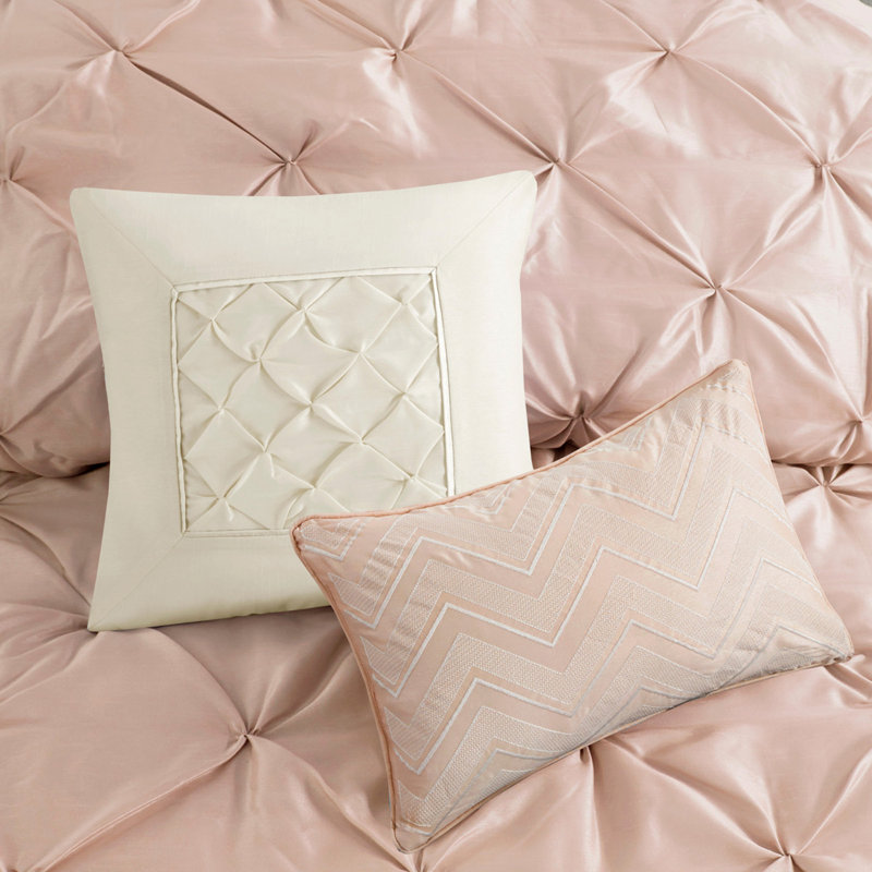 7 Piece Tufted Comforter Set Blush