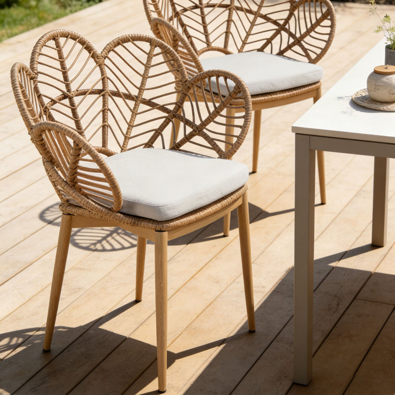 Chaise d'extérieur en forme de paon en osier de style papasan
