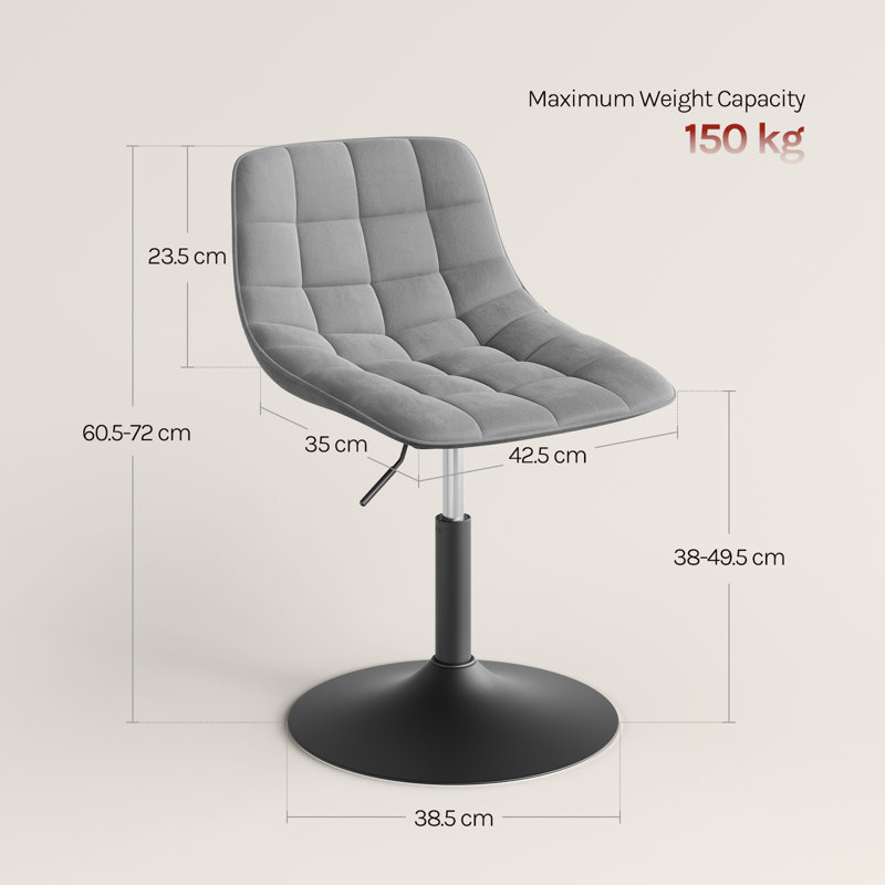 Tarquin Swivel Upholstered Adjustable Height Counter Stool, Light Grey