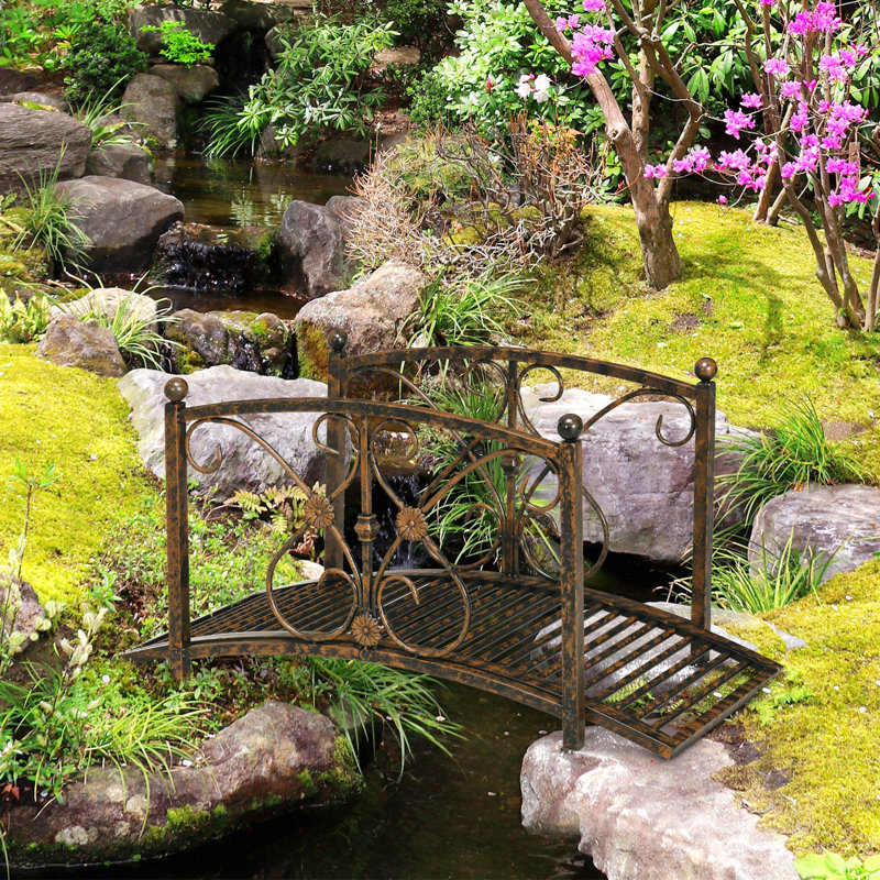 Pont de jardin zen en métal Outsunny