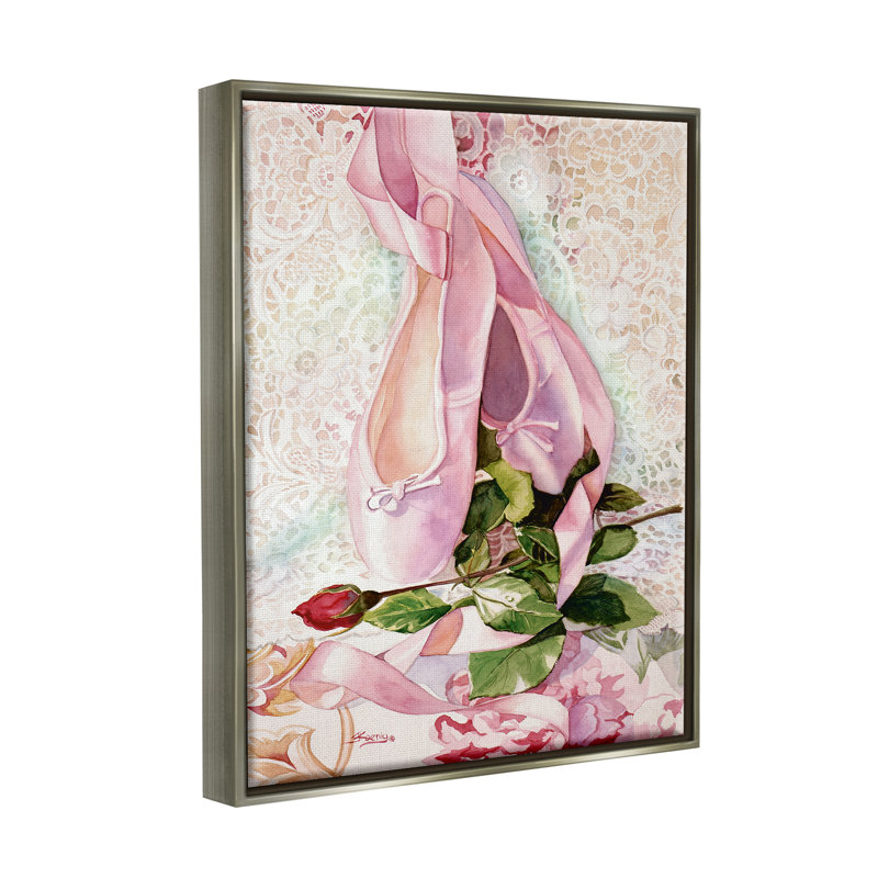 «Ballet Dance Shoes», art mural sur toile flottante par Judy Koenig, H 21 po x l 17 po x P 1,7 po, Cadre flottant gris lustré