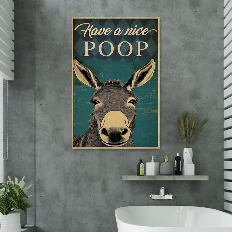 «Donkey Have A Nice Poop», reproduction d'art graphique sur toile tendue, L 16 po x H 20 po