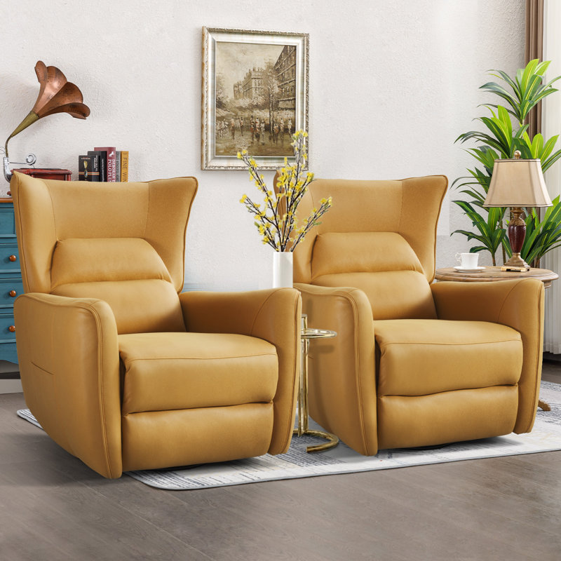 Fauteuil inclinable électrique pivotant et berçant de 35,8 po de large Gilden (ensemble de 2), Jaune