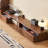 Oak TV Stand with Flip-Down Cabinets-2037101544