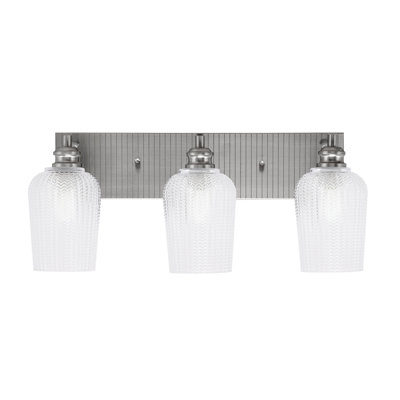 Arvon 3 Light Bath Bar Shown With 5" Textured Glass