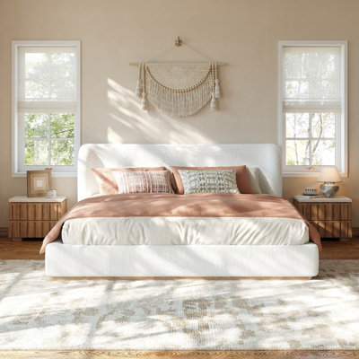 Queen Size Low-Profile Upholstered Platform Bed