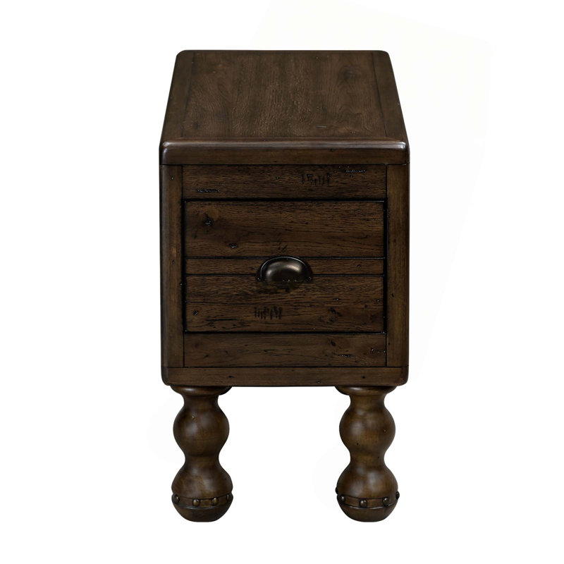 Solid Wood End Table,Rectangle 23.6 Inch Narrow Side Table With Drawer,Vintage Bedside Table Nightstand For Small Spaces,Living Room,Bedroom,Easy Assembly