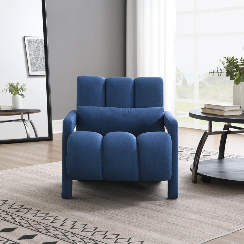 Simple single-person accent chair, Blue Fabric