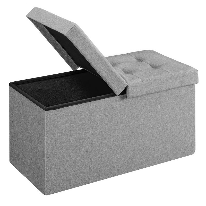 Repose-pieds avec rangement, H 14,9 po x l 28,9 po x P 14,9 po, Gris cendre