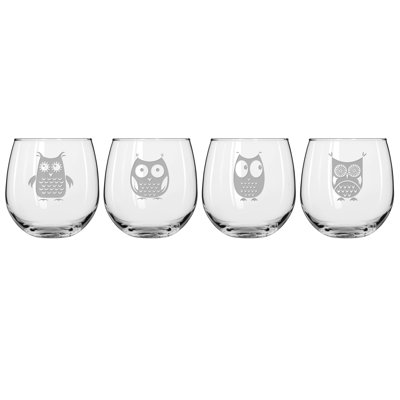 Hoot 16.75oz. Stemless Wine Glass Set