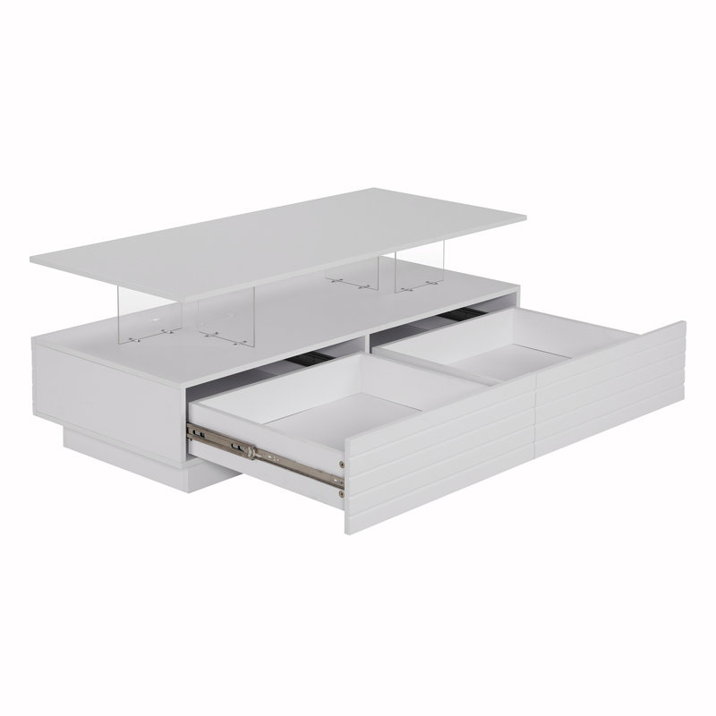 Rectangular LED Lights Coffee Table, White