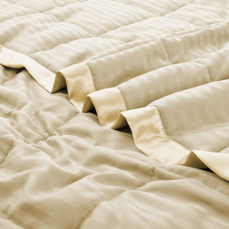 Blanket with Satin Trim, King, Beige