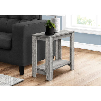 Contemporary Rectangular Accent Table In Industrial Grey With Wood Look, Ideal For Office, Den, Or As Bedside, Ample Storage On Two - Tier, Structure,
