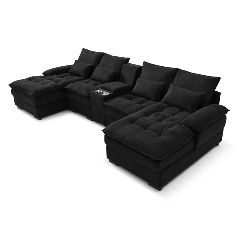 130" U-Shaped Sofa With Console