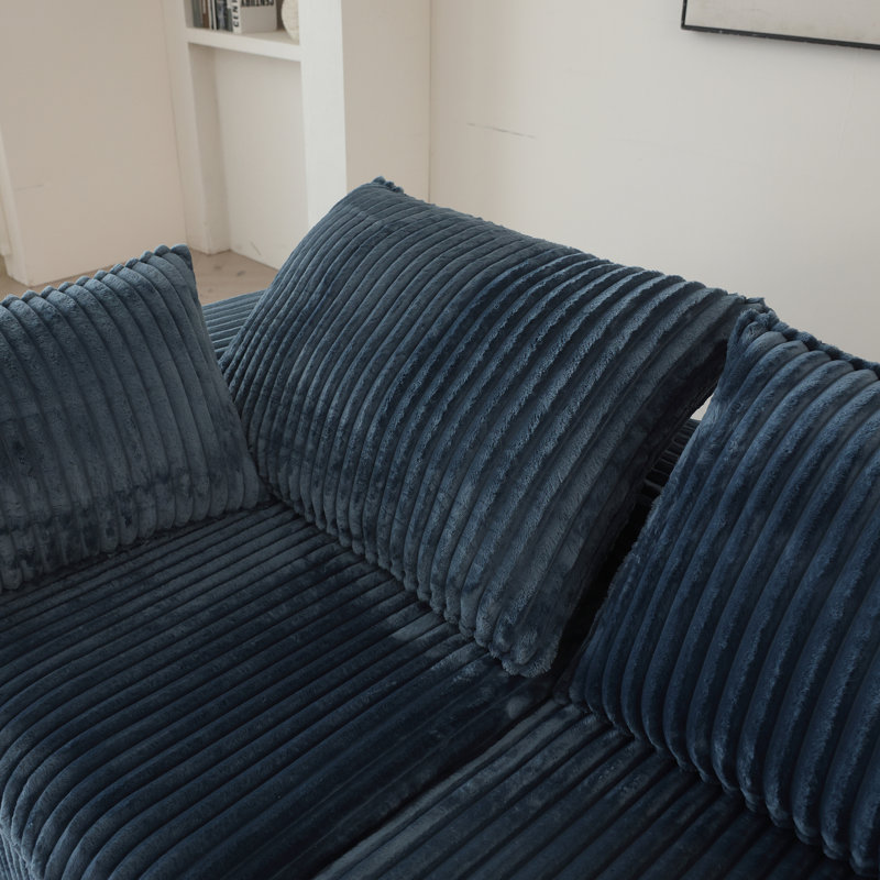 Nuage de velours côtelé bleu avec conception à double couche, coussin amovible, sans assemblage pour les chaises de salon. Siège confortable rembourré de plumes, bricolage modulaire, support en éponge pure, espace de compression haute densité