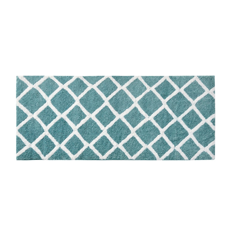 Reversible High Pile Tufted Microfiber Bath Rug, Aqua, 60" L x 24" W