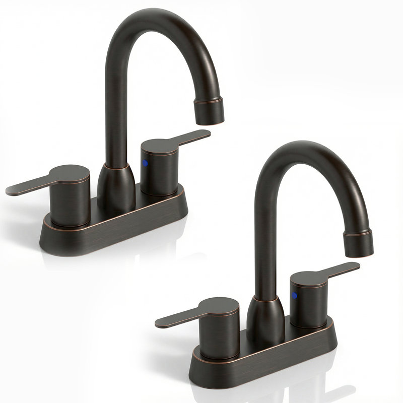 Centerset Double Handle Bathroom Faucet with Swivel Spout(Set of 2), Oil Rubbed Bronze