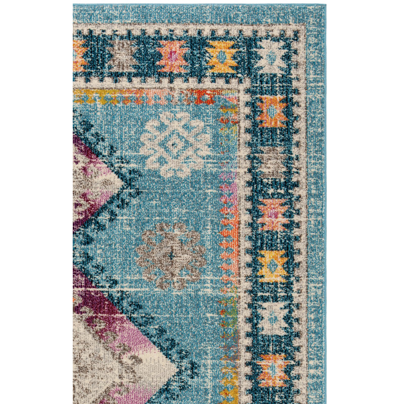 Gutierez Oriental Blue/Pink/Beige Area Rug, Rectangle 4' x 6'