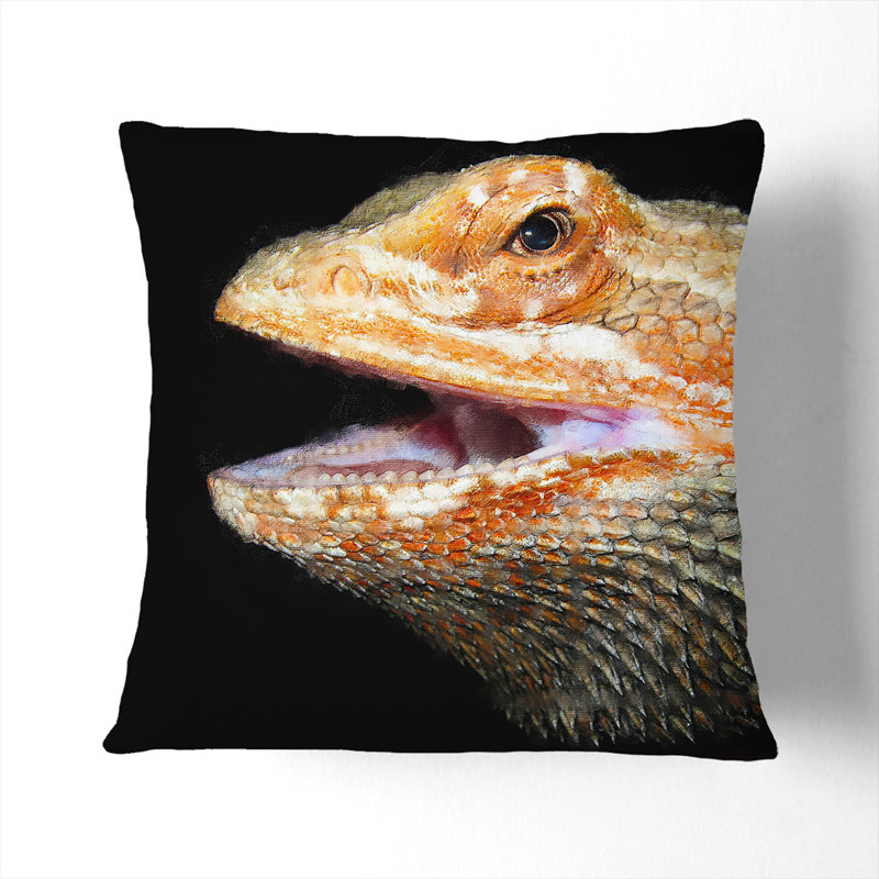 Bearded Dragon Lizard Painting Square Throw Cushion, 55cm H x 55cm W x 20cm D