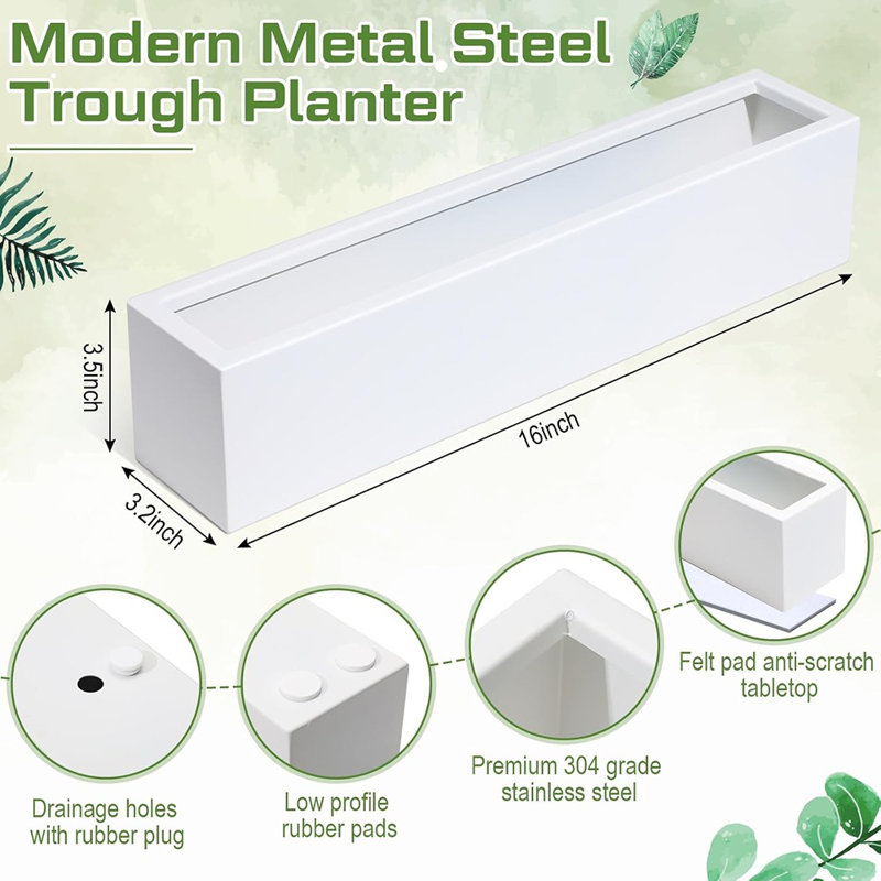 Long Rectangular Planter Box Window Sill Plant Box Metal Water T...