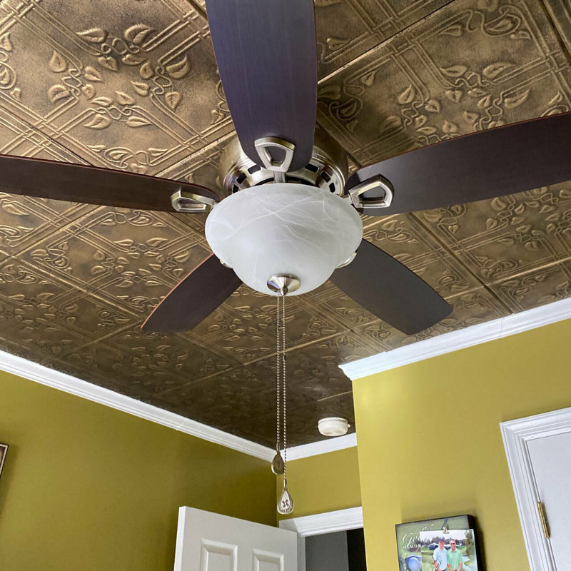 Tuile de plafond en polystyrène collé 1,6 pi x 1,6 pi Ivy Leaves, Laiton antique