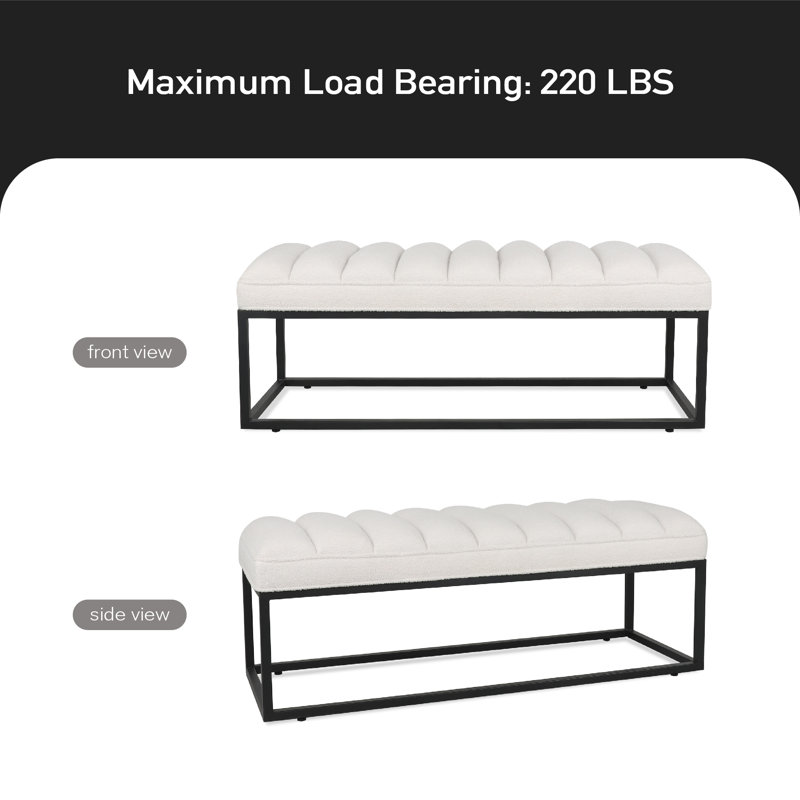 Lateeka Faux Fur Upholstered Bench, White