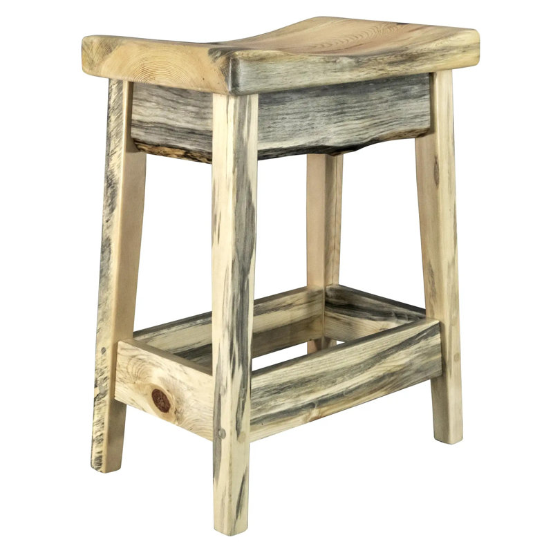 Tabouret de bar Kishea Collection, siège d'une hauteur de 30 pouces, finition laquée transparente naturelle