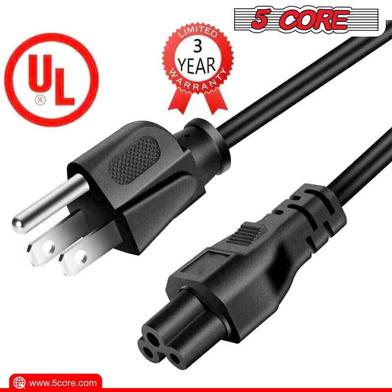5Core AC Power Cord 6Ft 3 Prong US Male to Female Extension Adapter 18AWG 10A 7A 125V