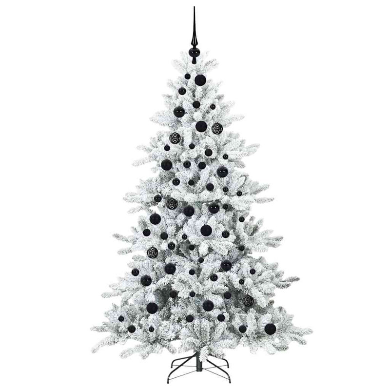 Artificial Hinged Christmas Tree with 300 LEDs, 5.91' H, White/Black
