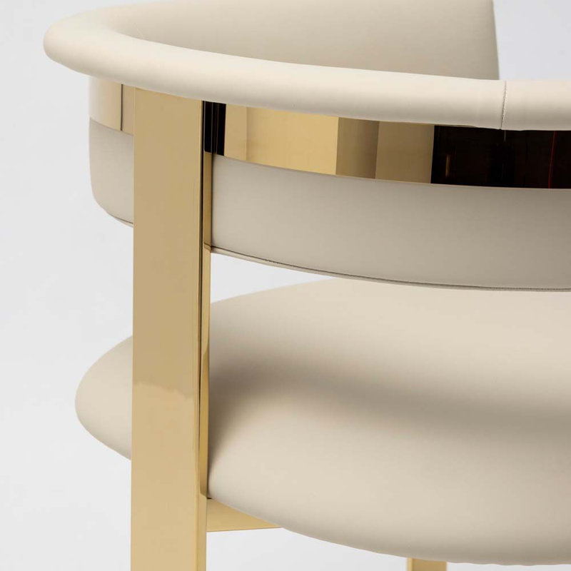 Darcy Leather Arm Chair, Buff Cream, Polished Brass