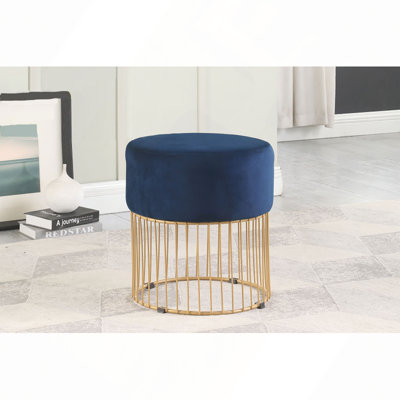Repose-pieds rond en velours 1pc avec cadre doré luxueux, repose-pieds rembourré confortable