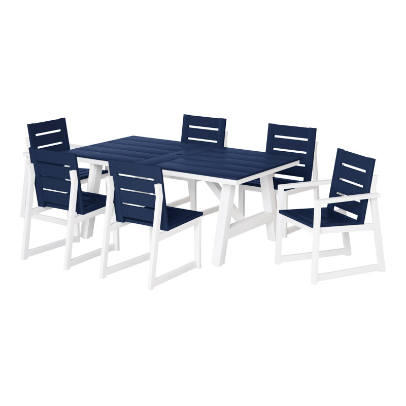 Ensemble repas d'extérieur 7 pièces 7 pièces, Bleu