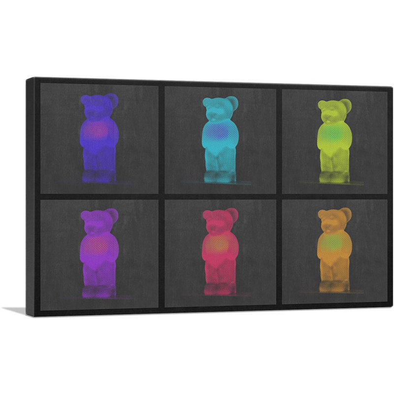«Modern Assortment of Neon Gummy Bears», reproduction d'art graphique sur toile tendue, H 18 po x l 26 po x P 1,5 po