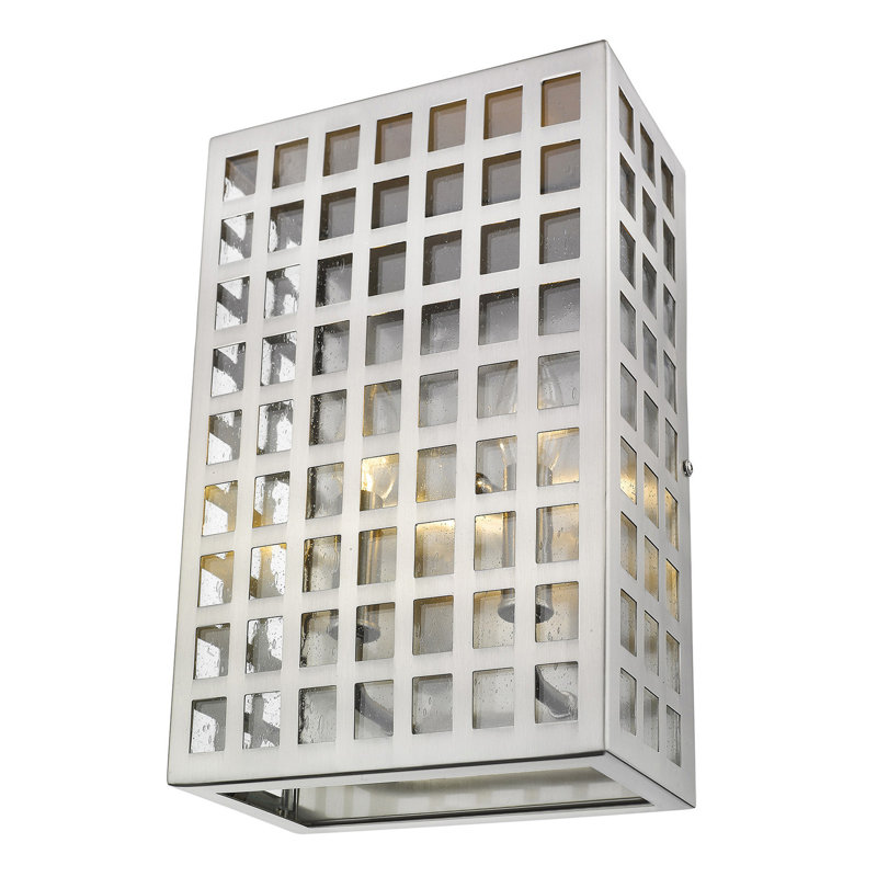 Plafonnier encastré d'extérieur 2 lumières Hobbs, Nickel satiné