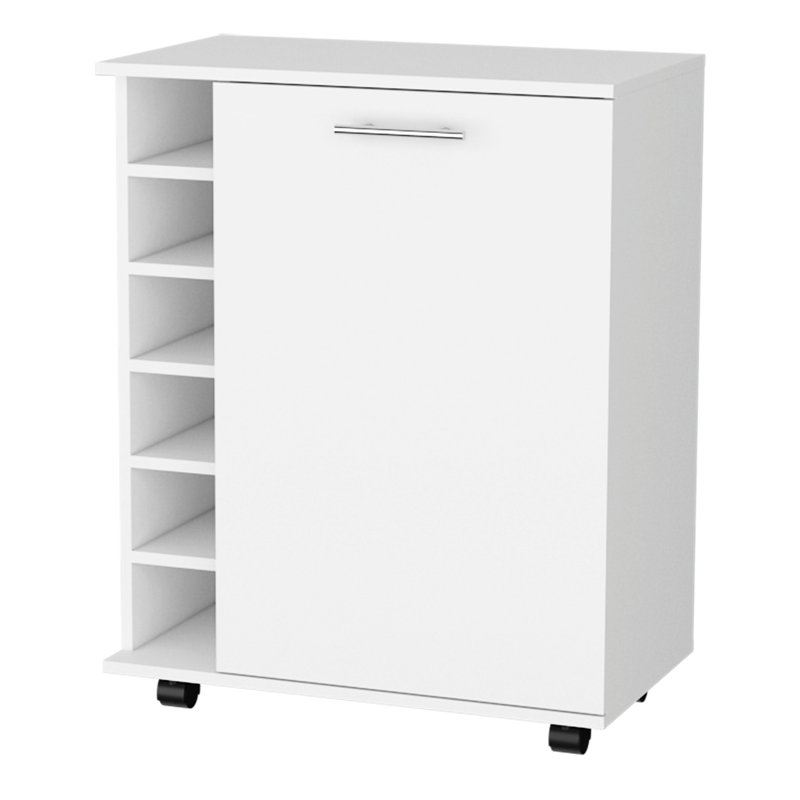 Modern White 6 Rack Bar Cart With Spacious Storage Options And Versatile Design, White