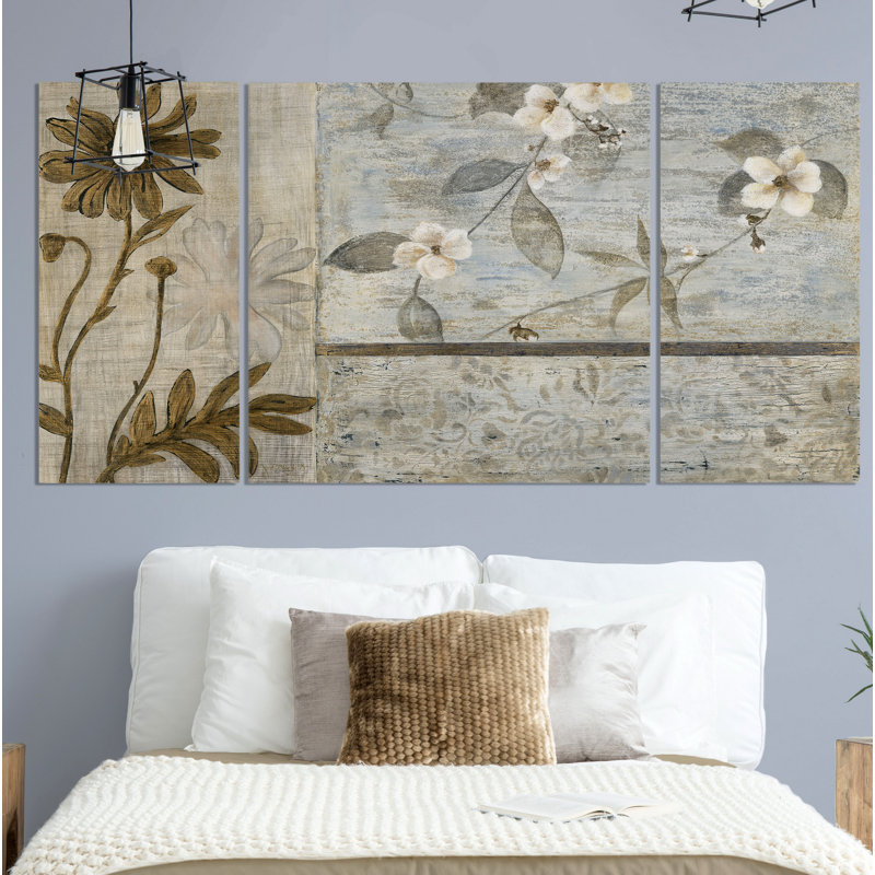 " Spring Cherry Blossoms I " 3 - Pieces, 24" H x 48" W x 1.5" D