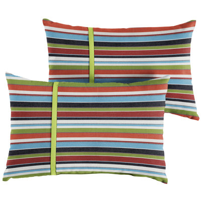 Calvert Striped Outdoor Reversible Throw Pillow